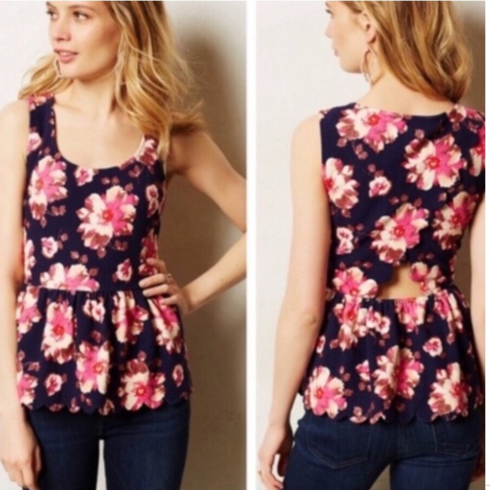 Anthropologie open back peplum top